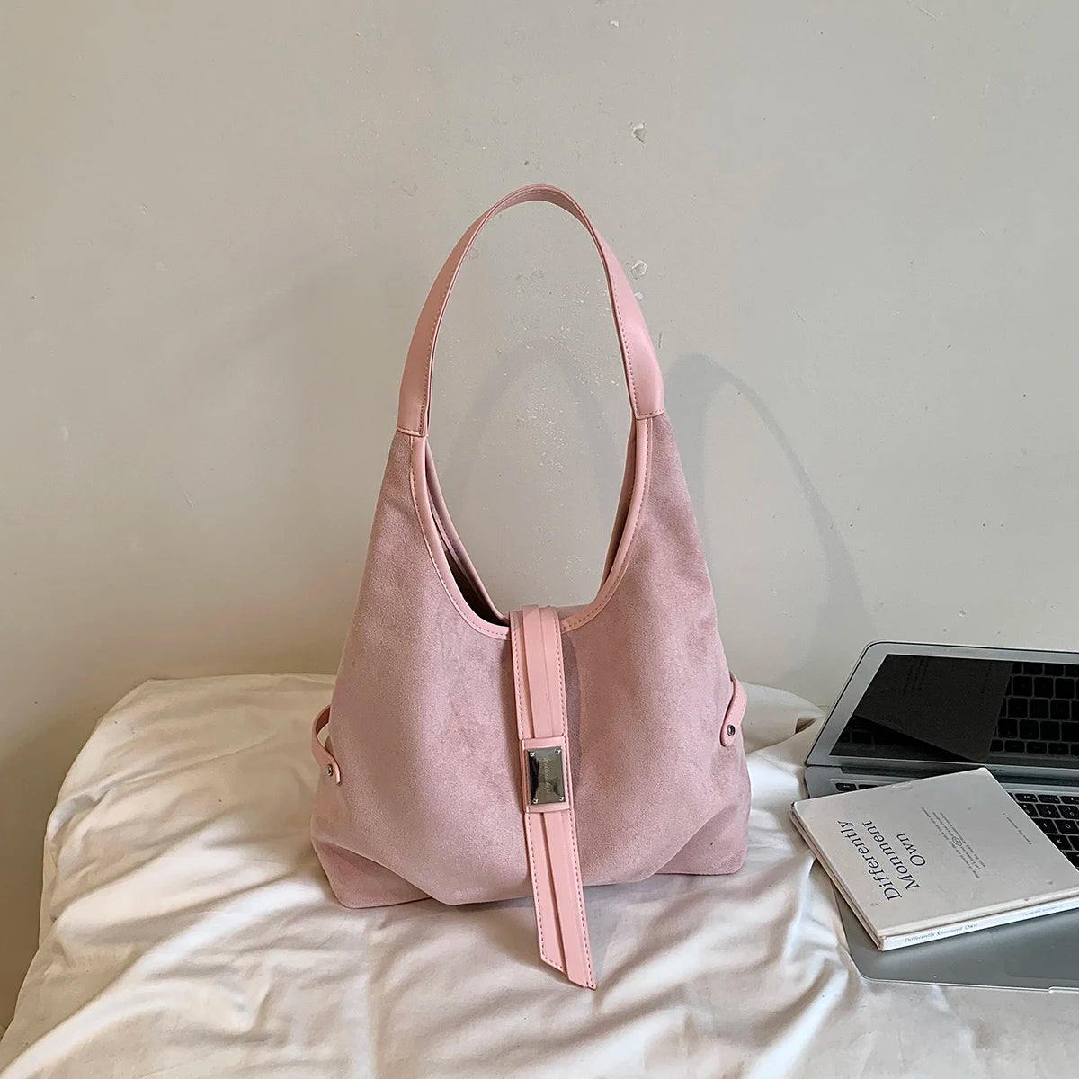 Women's Soft Faux Suede Hobo Tote Bag – Large Capacity, Retro Vintage