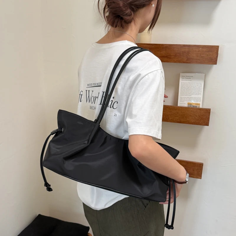 Women's Large Capacity Tote Bag – Hasp Closure, Shoulder Strap, 38×18×10 cm