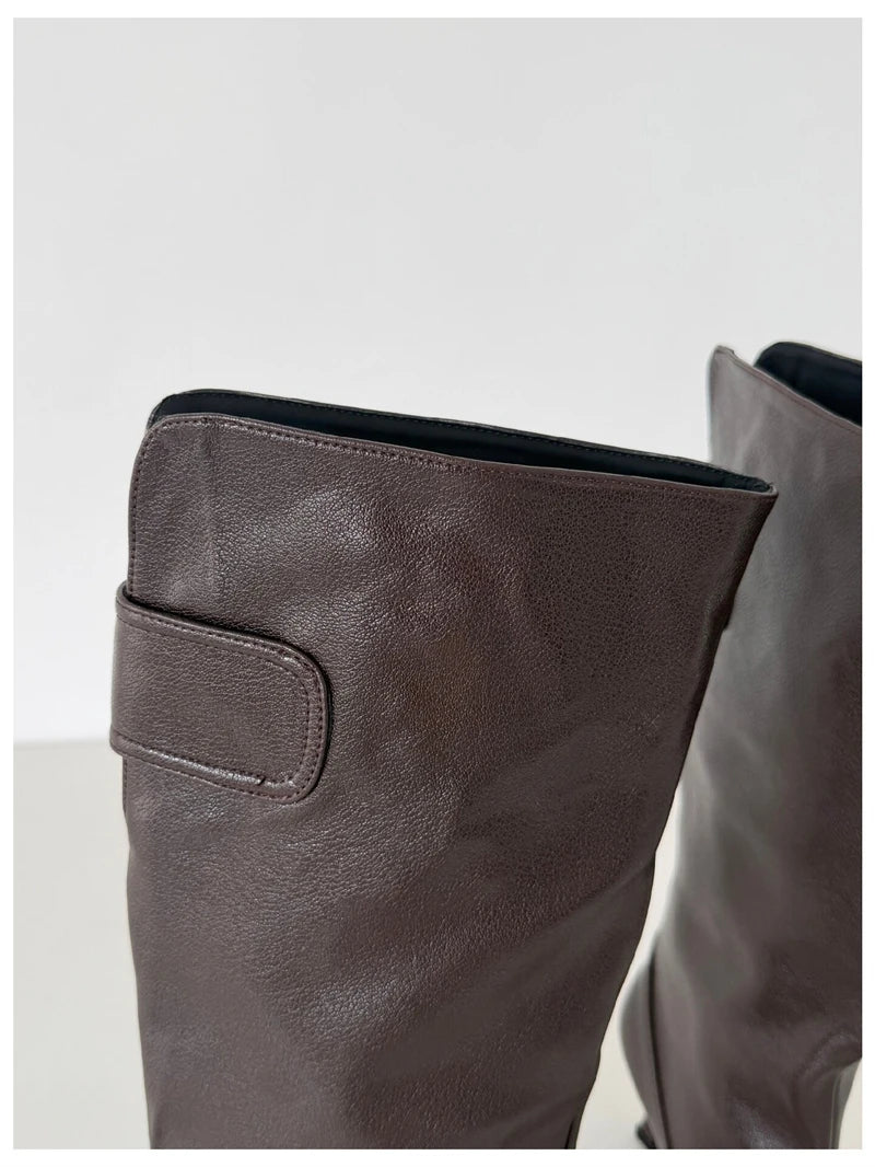 Women's Square Toe Knee-High Boots with Slim Heels