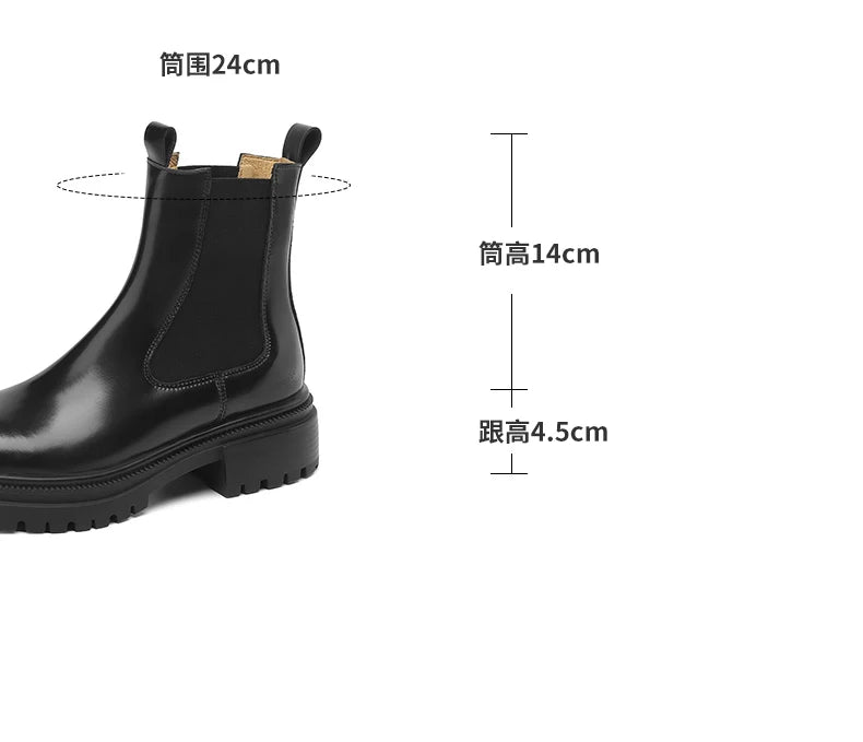 Arden Furtado Women's Calfskin Leather Chelsea Ankle Boots – Round Toe Square Heel