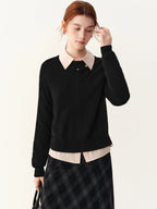 Women's Sweater 100% Wool Crew-Neck Pullover Regular Fit Full-Sleeve Soft Warm Knit Casual Office Winter