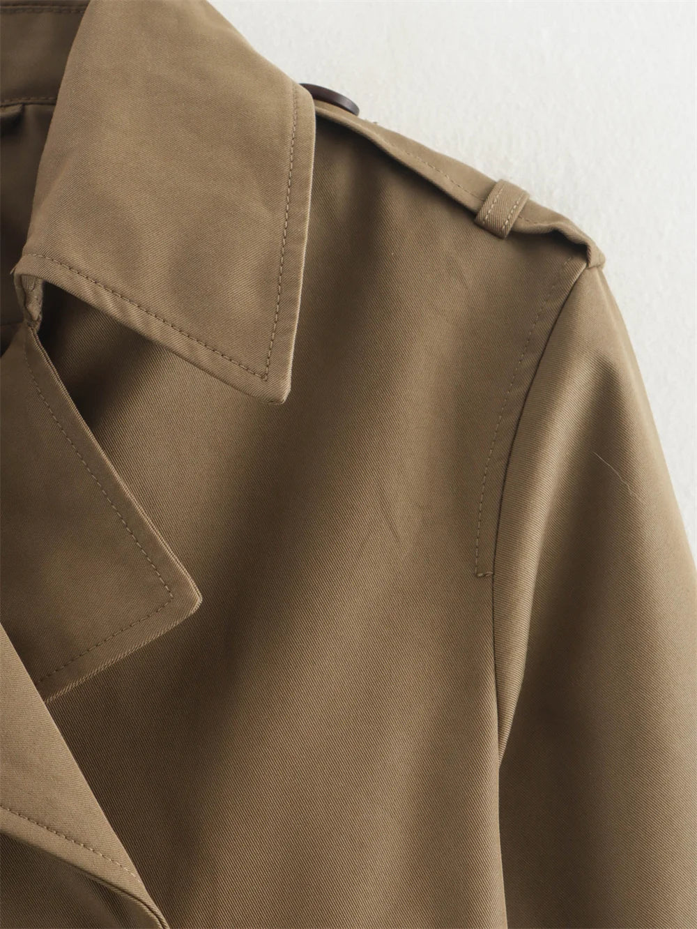 Women's Cropped Trench Coat Autumn Jacket Women Streetwear Double Breasted Long Sleeve