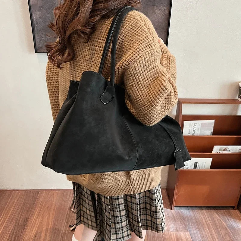 Extra Large Tote Bags Women's Soft Pu Leather Snap Shoulder Bags