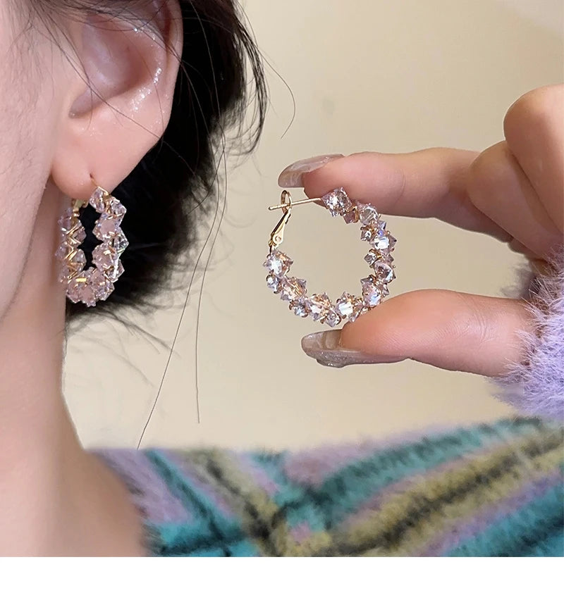 Women's Gold-Tone Cubic Zirconia Hoop Earrings