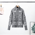 Women's Cardigan Striped Knit Open-Front O-Neck Loose Full-Sleeve Casual Autumn Winter Sweater