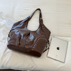 Women's Faux Leather Hobo Shoulder Bag with Zipper Closure