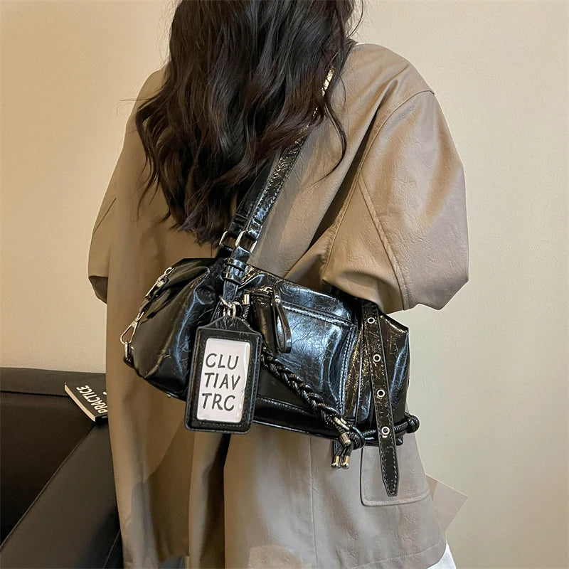 Women's PU Leather Underarm Shoulder Bag – Zipper, Adjustable Strap