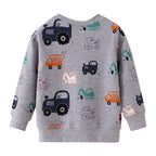 Boys' Sweatshirt Cotton Cartoon Vehicle Print Pullover Full-Sleeve Autumn Kids Top