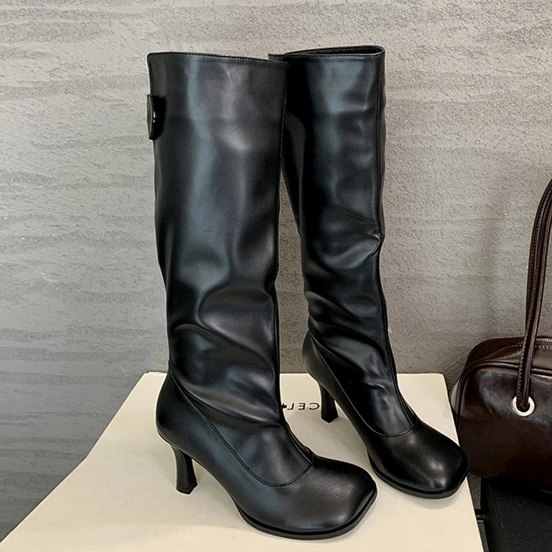 Women's Faux Suede Knee-High Boots with Pointed Toe
