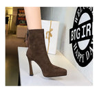 Women’s Suede Ankle Boots – Pointed Toe Platform Stiletto