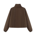 Women's Fashion Jackets Coats Front Zipper With Pockets Solid High Neck Long Sleeves Chic Lady Outfits