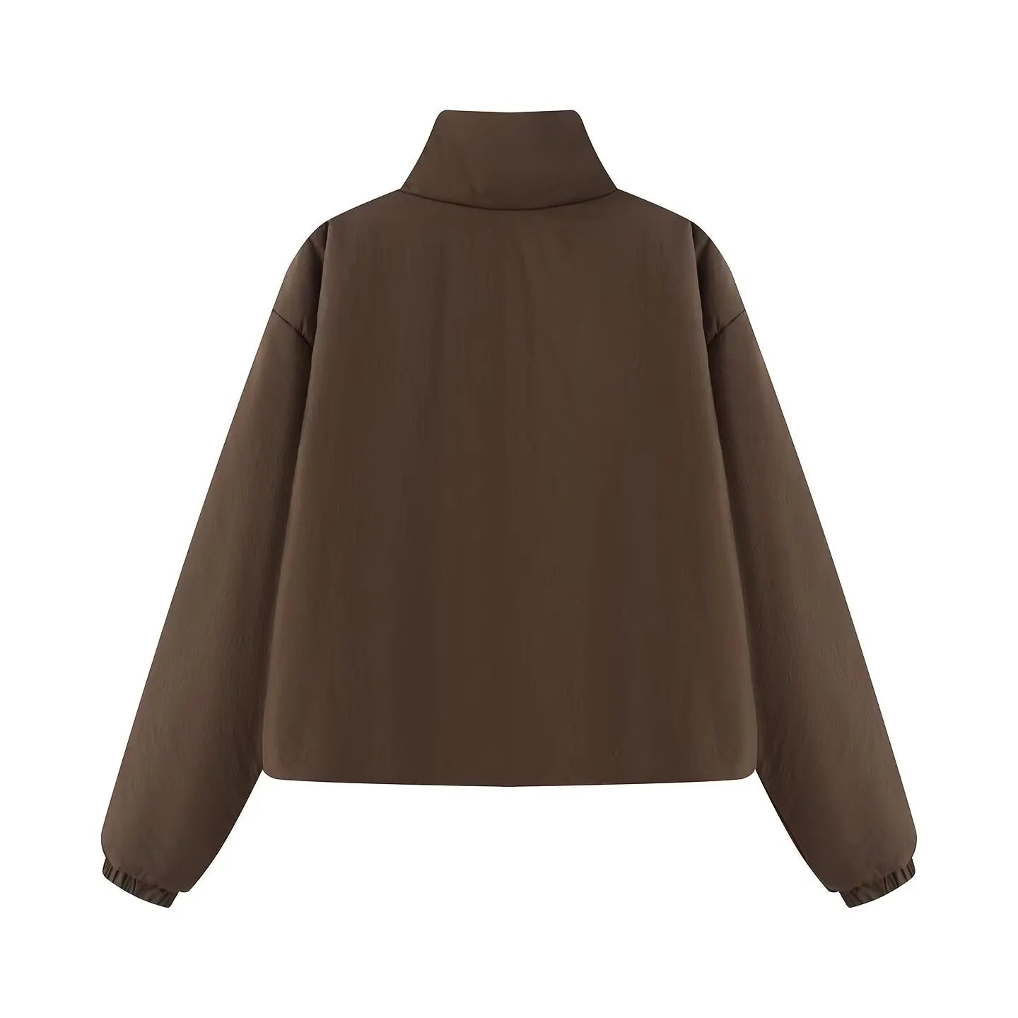 Women's Fashion Jackets Coats Front Zipper With Pockets Solid High Neck Long Sleeves Chic Lady Outfits