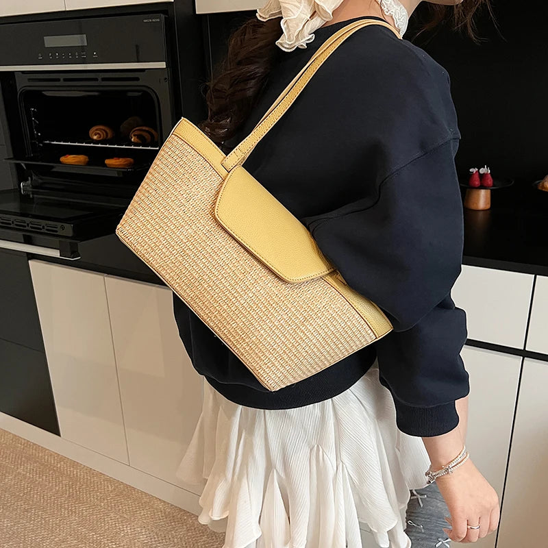 Weave Straw Shoulder Bag for Women - 2025 Summer Tote Se496c06881d54f8da2e64c1c23b35a3f9 STYLEINGER