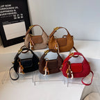 Women's Retro PU Leather Small Saddle Bag – Crossbody Shoulder Handbag with Pendant
