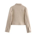 Women's Zipper Jacket Coat Winter Long Sleeve Pocket Outerwear Coat Short Street Elegant