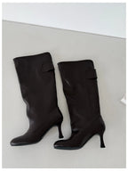 Women's Square Toe Knee-High Boots with Slim Heels