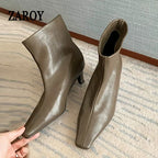 Women's Minimalist Square-Toe Slip-On Ankle Boots