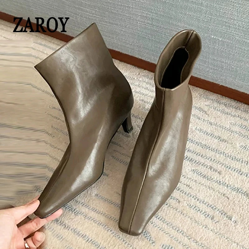 Women's Minimalist Square-Toe Slip-On Ankle Boots