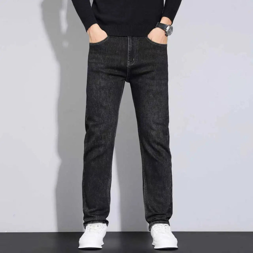 New Style Business Men's Jeans Casual Straight Stretch Fashion Classic Blue Black Work Pant Denim Trousers Male Clothing