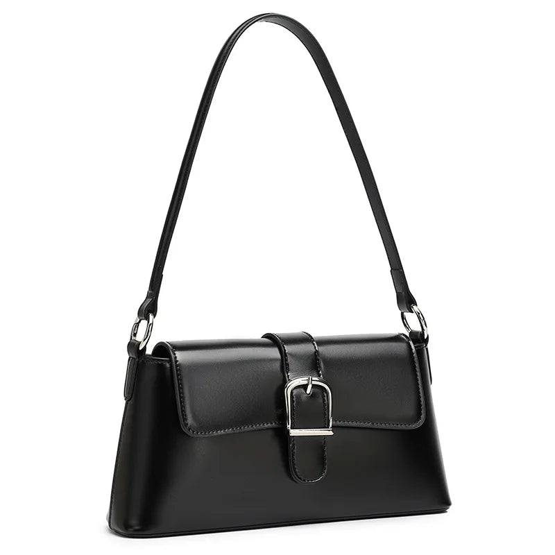 Women's Genuine Leather Baguette Shoulder Bag – Vintage Cowhide Crossbody