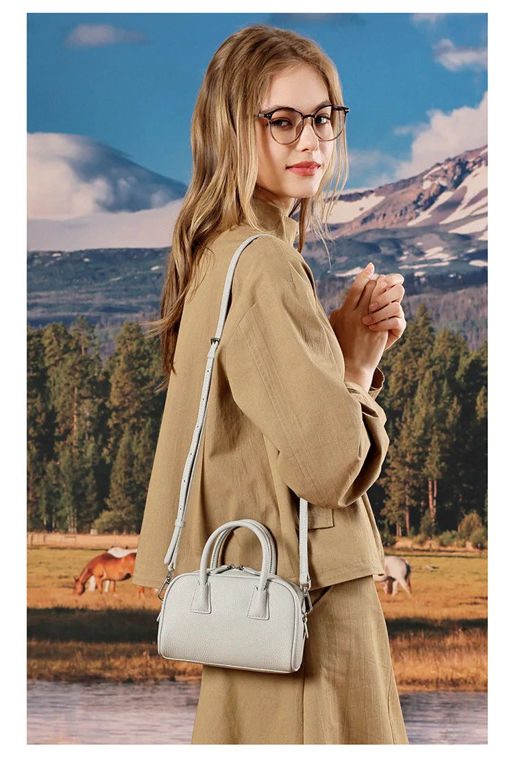 Women's Genuine Cowhide Leather Satchel – Pillow Crossbody Shoulder Bag