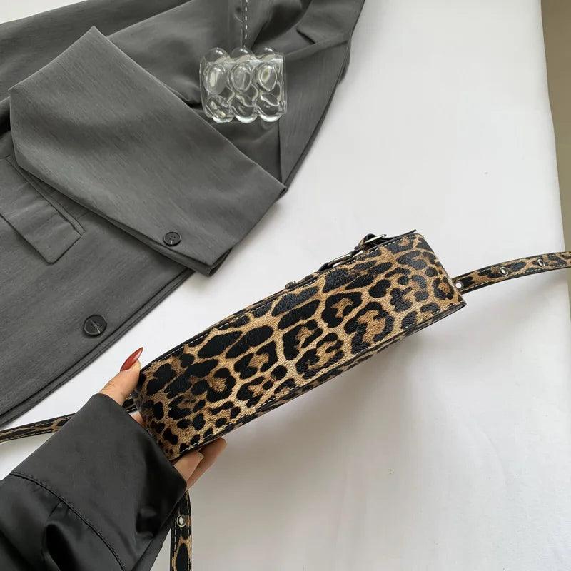 Leopard Leather Shoulder Bags Women Small Zipper Belt Zip Buckle Style Underarm