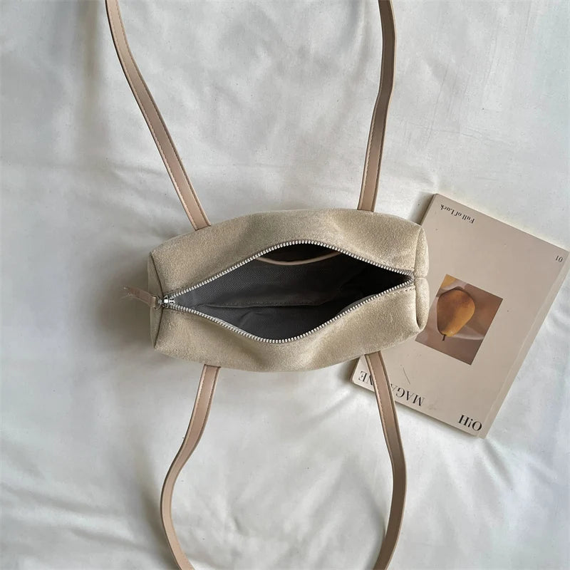 Women's Shoulder Bag Vintage Small PU Leather Zipper Underarm Tote Bag with Phone Pocket