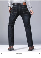Men's Soft Straight Denim Pants Classic Business Black Biker Jeans Overalls Masculino Pantalone Hombre Mannen Homme