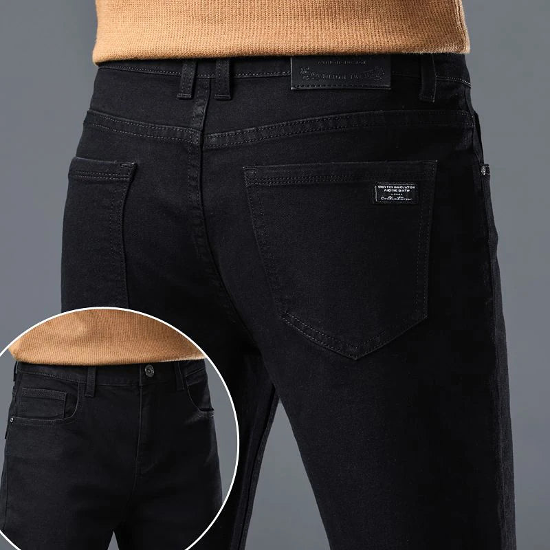 Men's Jeans Slim Straight Leg Mid-Rise Smart Casual Garment-Washed Denim Pants