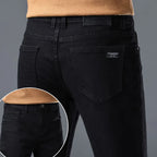 Men's Jeans Slim Straight Leg Mid-Rise Smart Casual Garment-Washed Denim Pants