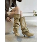Women's Faux Suede Square Toe Knee-High Boots