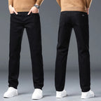 Men's Jeans Slim Straight Leg Mid-Rise Smart Casual Garment-Washed Denim Pants