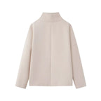 Women's High-Neck Double-Breasted Jacket with Pockets