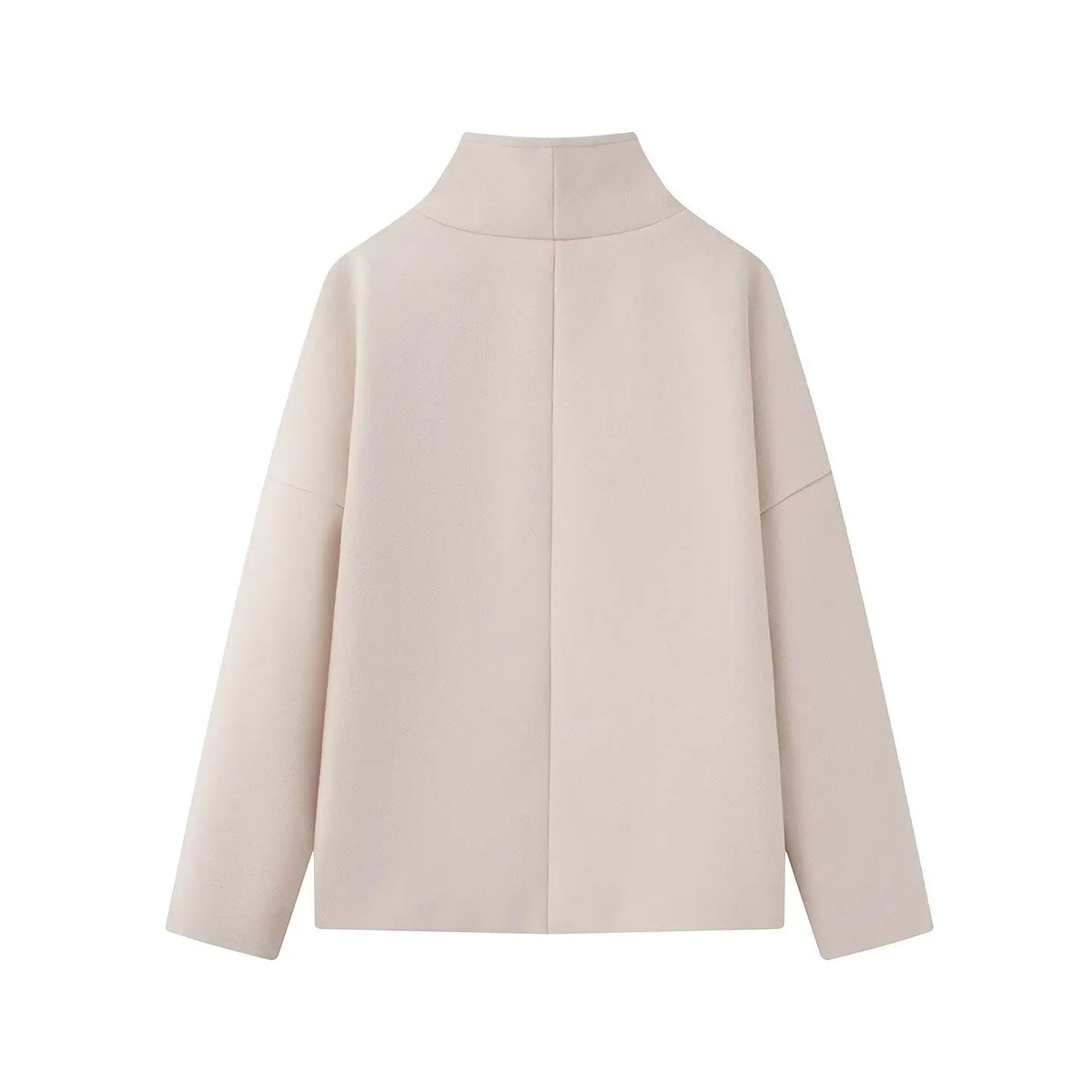 Women's High-Neck Double-Breasted Jacket with Pockets