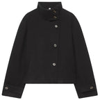 Women's Cropped High-Neck Button-Front Jacket