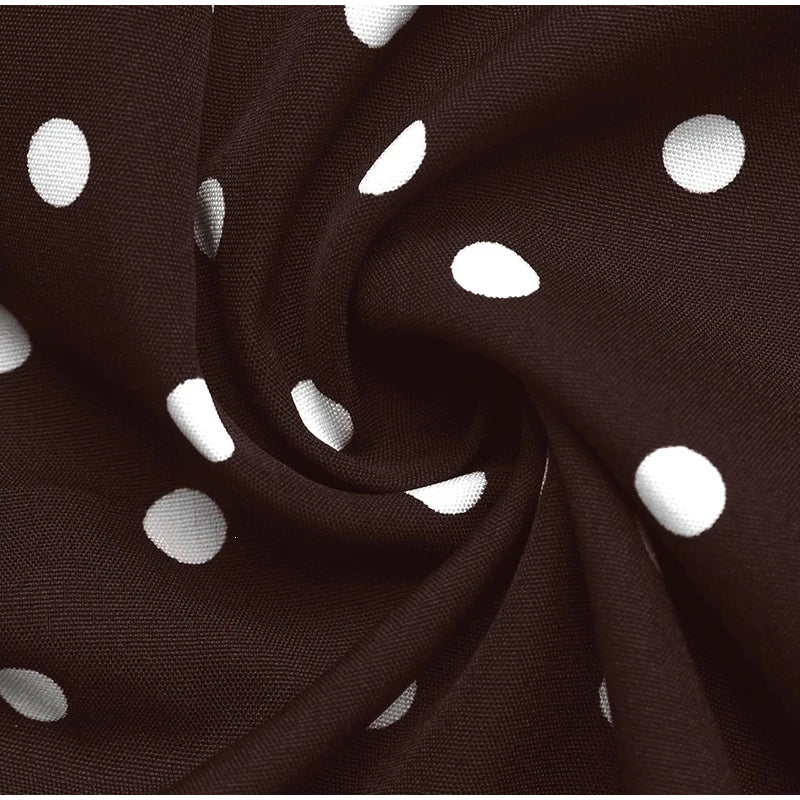 Women's Mini Dress Polka Dot Tie V-Neck Flared Long-Sleeve Slim-Fit Casual Summer Club Dress
