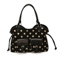 Women's Tote Bag Vintage Dot-Pattern Faux PU Leather Zipper Shoulder Bag with Phone Pocket