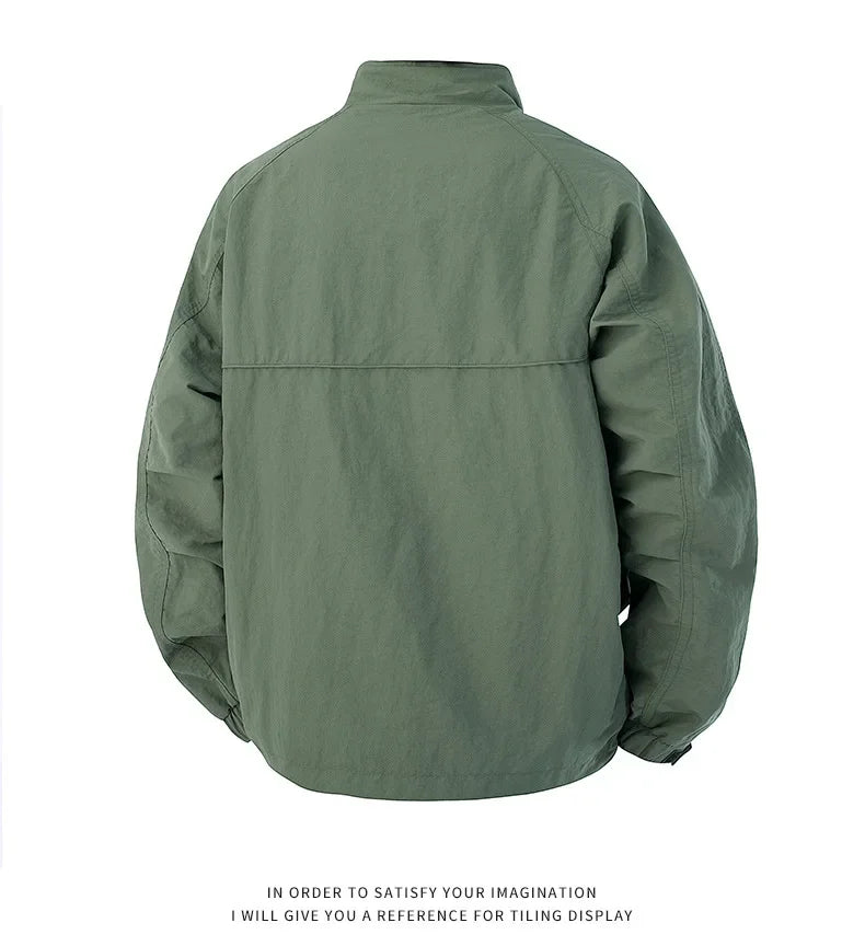 Men's Slim-Fit Zip-Up Baseball Collar Jacket