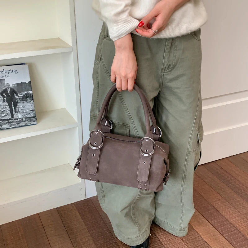Women's Faux Leather Boston Shoulder Bag