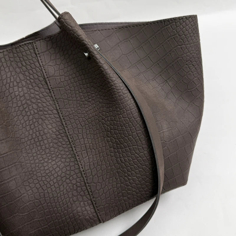 Women's Tote Bag Vintage Large-Capacity Soft PU Leather Hasp Shoulder Bag with Phone Pocket