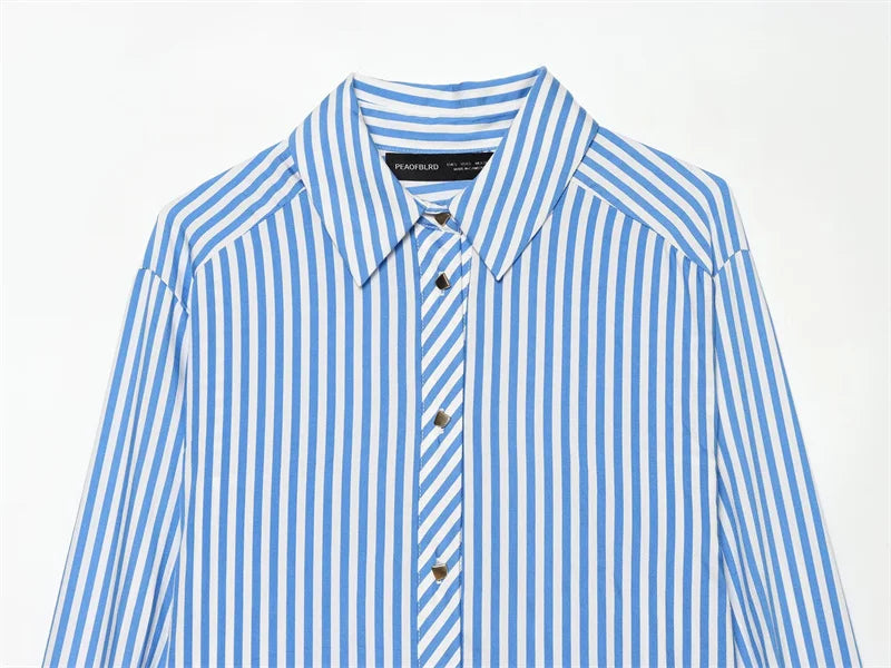 Women's Shirt 2026 Fashion Bow-tie Striped Top Long Sleeve Elegance Chic Daily