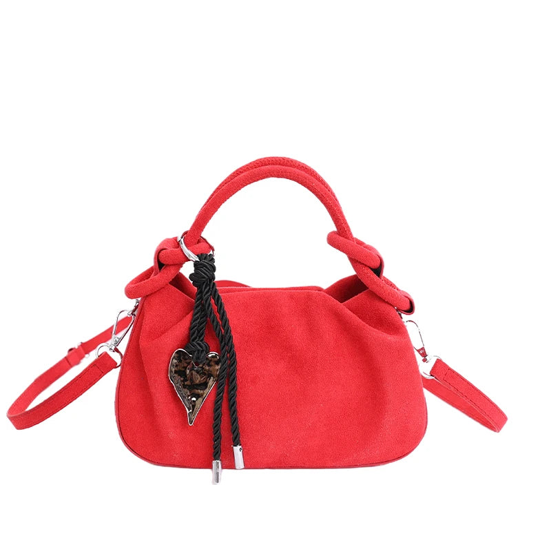 Women's Faux Suede Leather Crossbody Bag with Short Handle