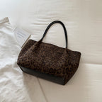 Women's Leopard Print Faux Leather Tote Shoulder Bag