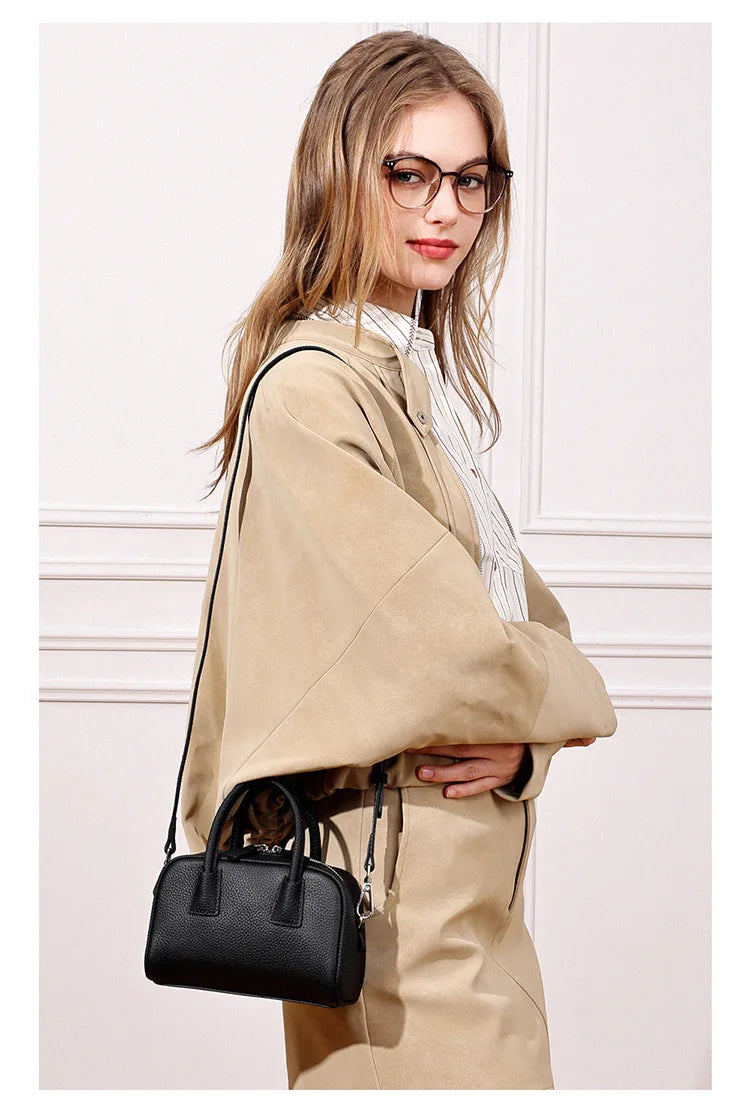 Women's Genuine Cowhide Leather Satchel – Pillow Crossbody Shoulder Bag