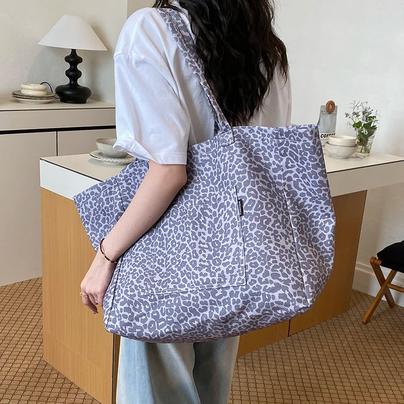 Women's Large Capacity Canvas Tote Bag – Retro Casual Shopper Shoulder Bag