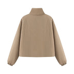 Women's Fashion Jackets Coats Front Zipper With Pockets Solid High Neck Long Sleeves Chic Lady Outfits