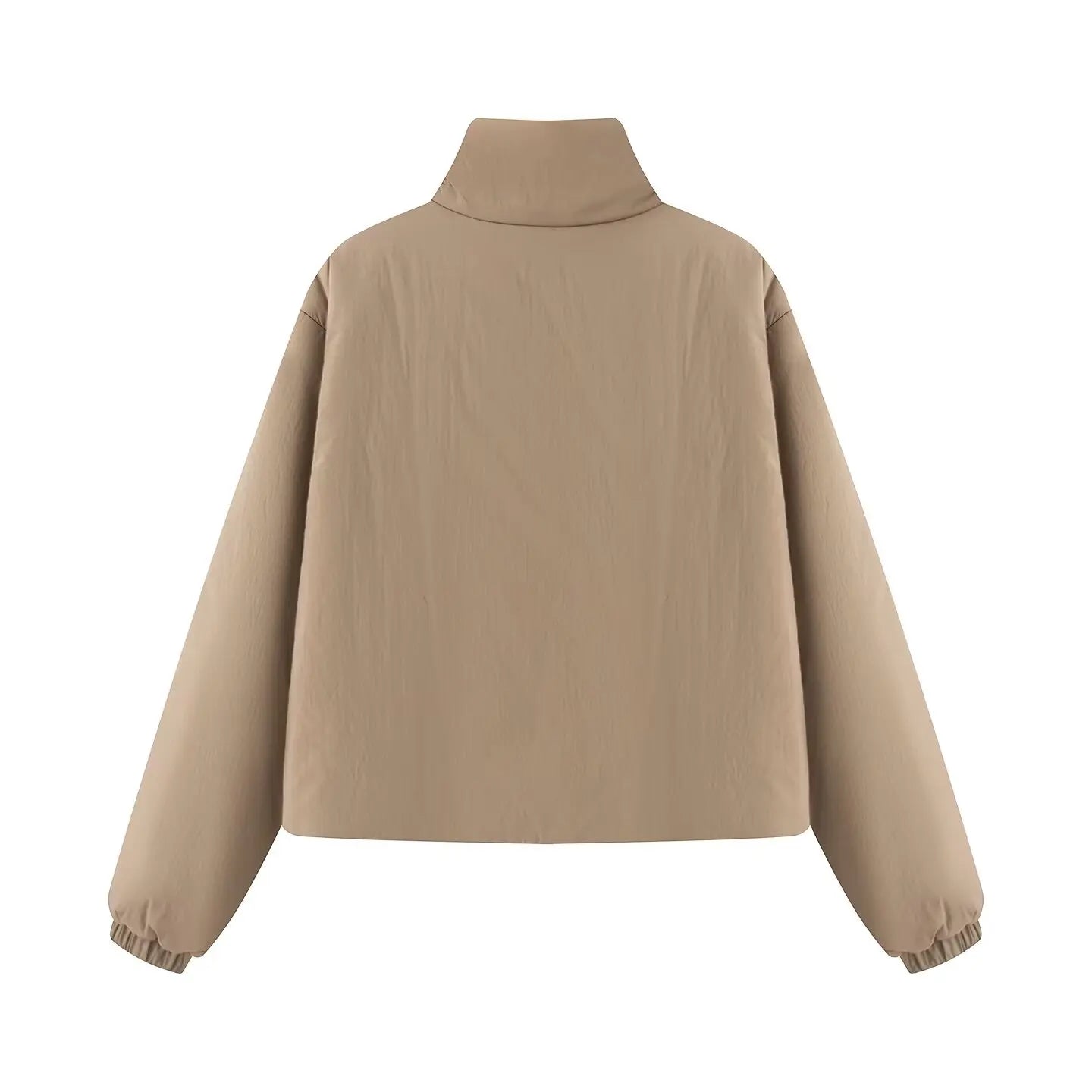 Women's Fashion Jackets Coats Front Zipper With Pockets Solid High Neck Long Sleeves Chic Lady Outfits