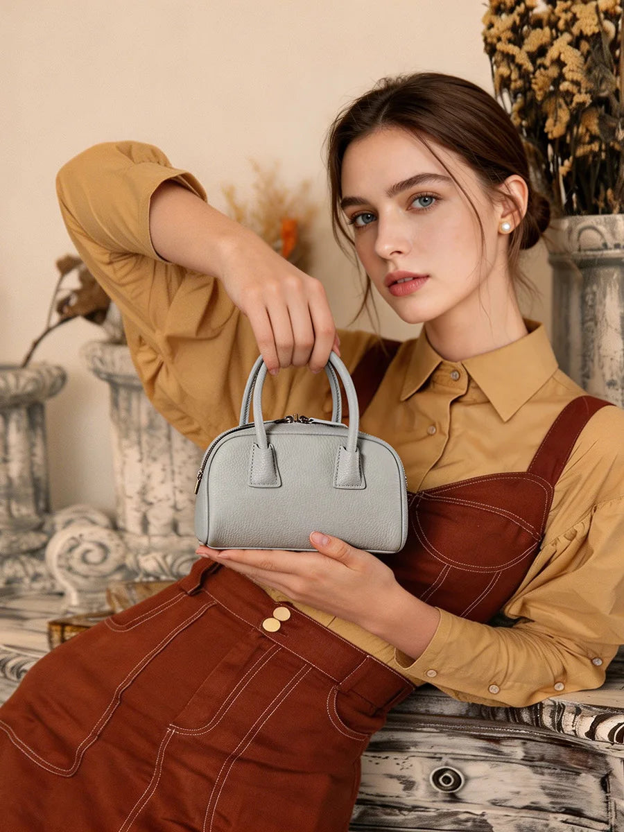 Women's Genuine Cowhide Leather Satchel – Pillow Crossbody Shoulder Bag