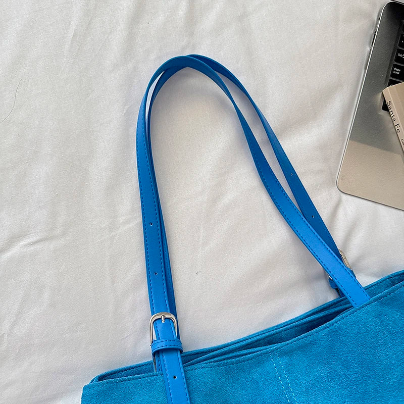 Women's Tote Bag Vintage Soft Faux-Suede Zipper Shoulder Bag with Phone Pocket
