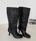 Women's Square Toe Knee-High Boots with Slim Heels